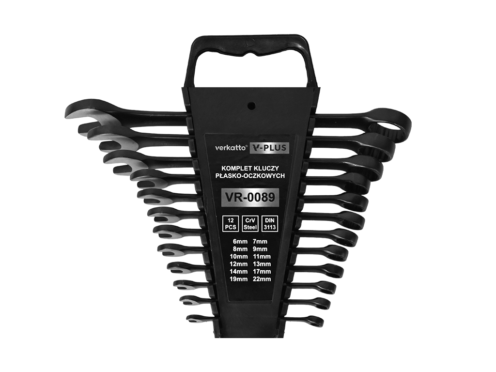 Komplet kluczy płasko-oczkowych V-PLUS w kasecie 12 szt.