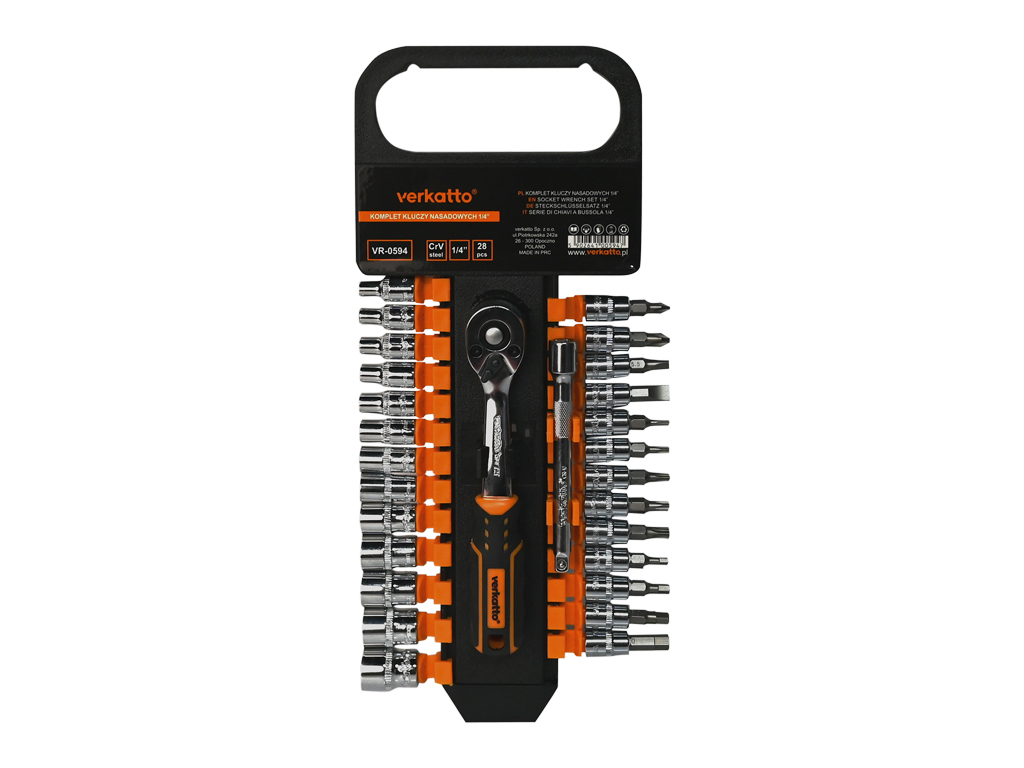Komplet kluczy nasadowych 1/4' w kasecie
